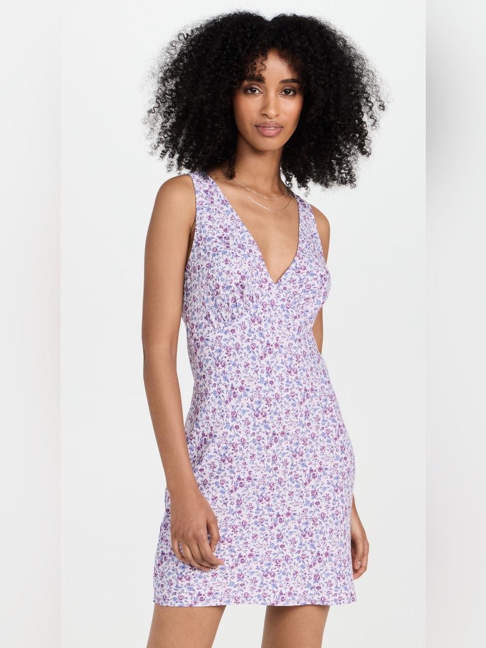 Reformation Calix Dress Lilac Floral V-Neck Mini XL NWT